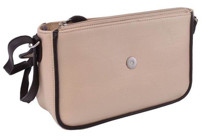 Dámská kožená crossbody kabelka béžová 250117