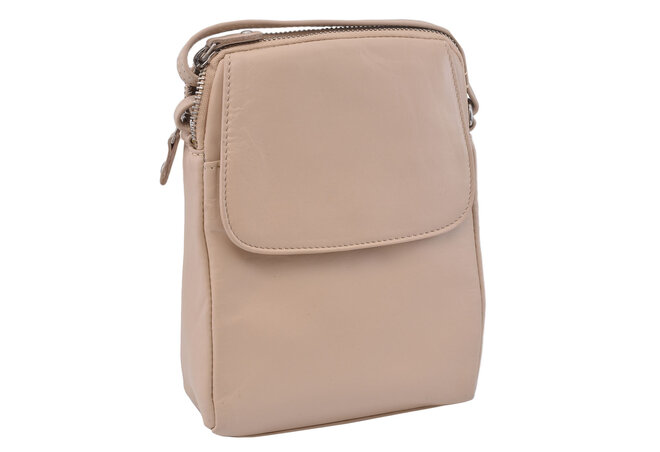 Dámská kožená crossbody kabelka béžová 250118