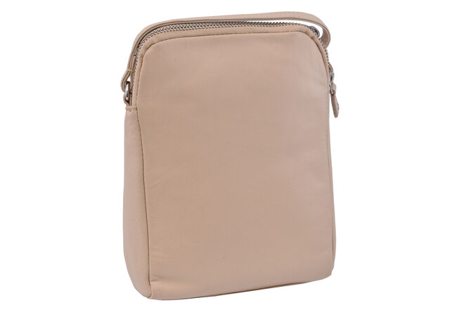 Dámská kožená crossbody kabelka béžová 250118