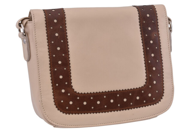 Dámská kožená crossbody kabelka béžová 250119