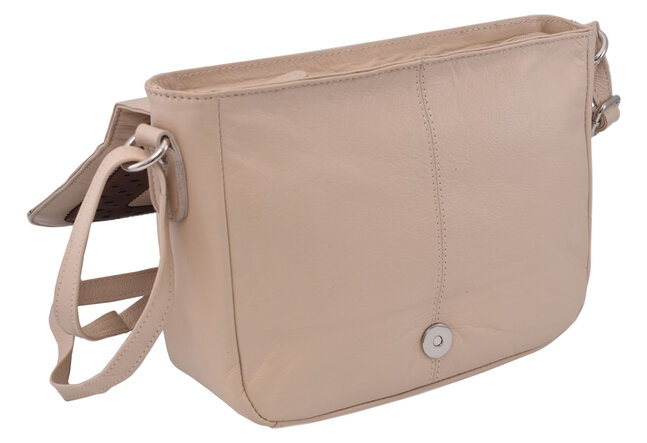 Dámská kožená crossbody kabelka béžová 250119