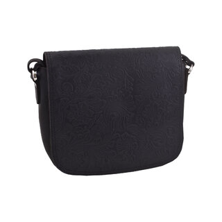 Dámská kožená crossbody kabelka černá 250112