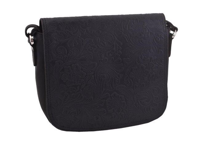 Dámská kožená crossbody kabelka černá 250112