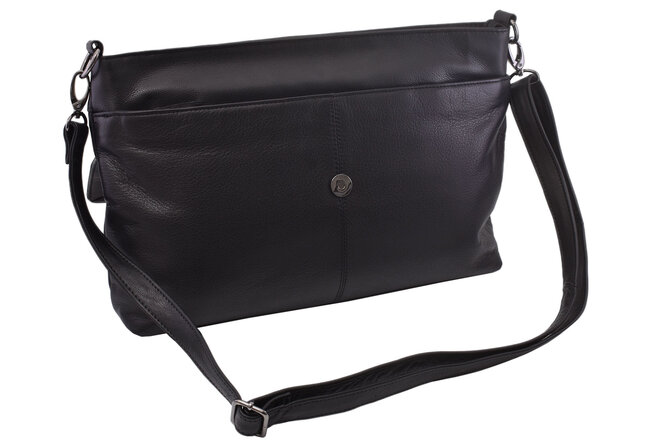 Dámská kožená crossbody kabelka černá 250121