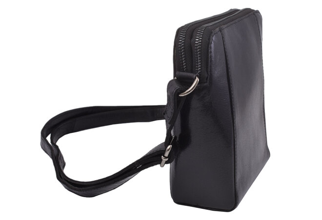 Dámská kožená crossbody kabelka černá 250125