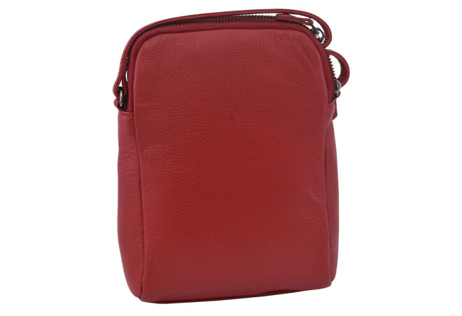 Dámská kožená crossbody kabelka červená 250118