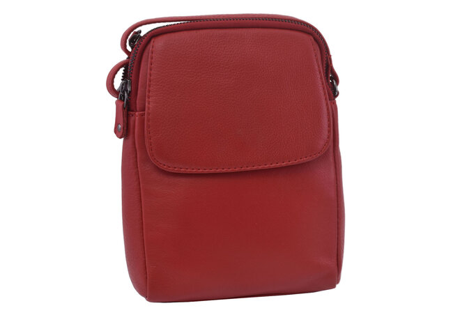 Dámská kožená crossbody kabelka červená 250118