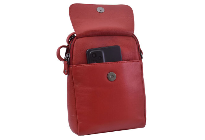 Dámská kožená crossbody kabelka červená 250118