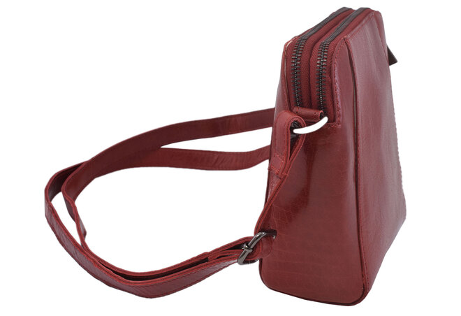 Dámská kožená crossbody kabelka červená 250125