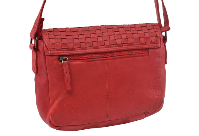 Dámská kožená crossbody kabelka červená 270112