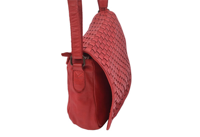 Dámská kožená crossbody kabelka červená 270112