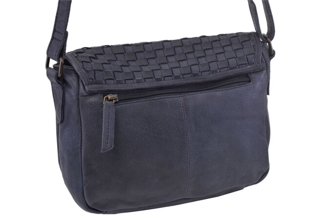 Dámská kožená crossbody kabelka modrá 270112