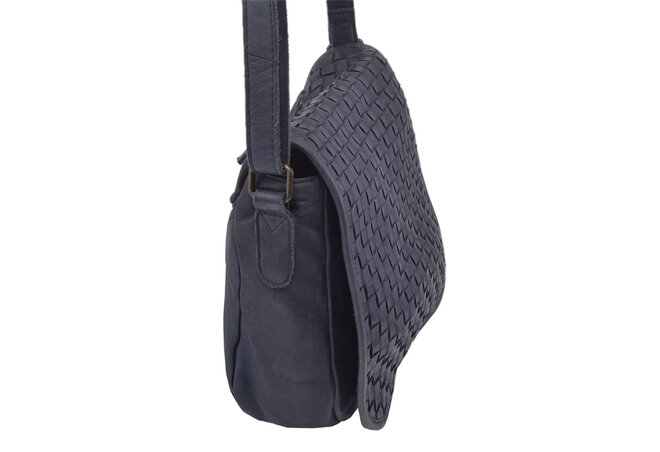 Dámská kožená crossbody kabelka modrá 270112