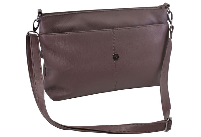 Dámská kožená crossbody kabelka taupe 250121