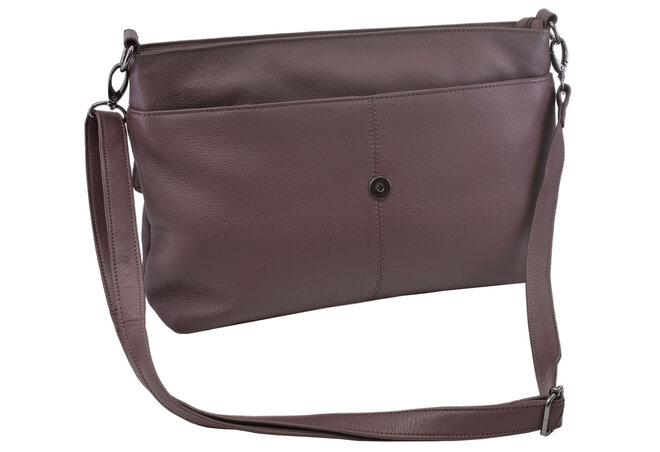 Dámská kožená crossbody kabelka taupe 250121