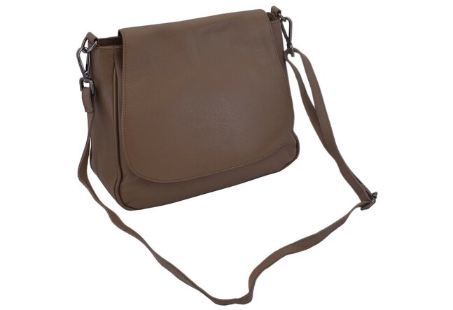 Dámská kožená crossbody kabelka taupe 250705