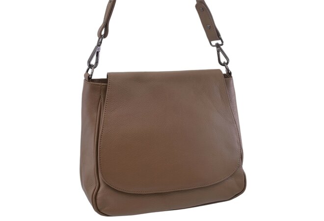 Dámská kožená crossbody kabelka taupe 250705