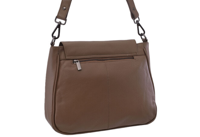 Dámská kožená crossbody kabelka taupe 250705