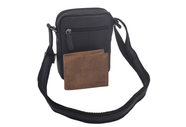 Pánské kožené crossbody černá nappa 250840