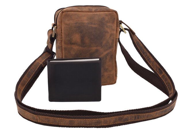 Pánské kožené crossbody tmavěhnědý hunter 250588