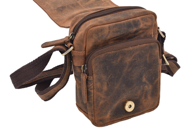 Pánské kožené crossbody tmavěhnědý hunter embos jelen hlava 250591