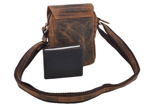 Pánské kožené crossbody tmavěhnědý hunter embos jelen hlava 250591