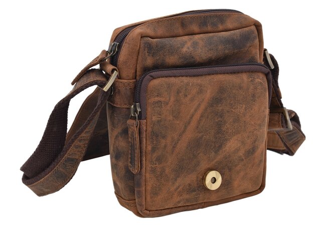 Pánské kožené crossbody tmavěhnědý hunter embos plesnivec 250591