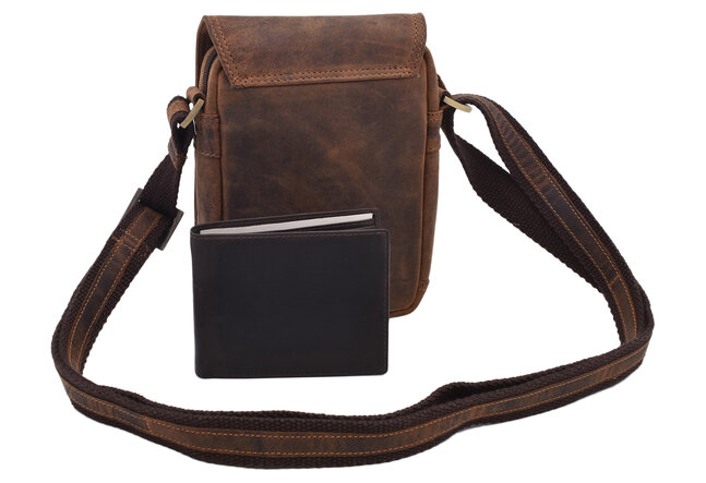 Pánské kožené crossbody tmavěhnědý hunter V 250591